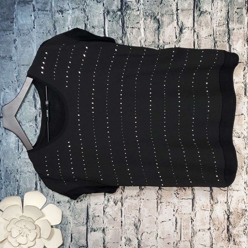 5/$30 🎀 Apt. 9 | Sparkly Punk Goth Streetwear Embellished Black Shirt